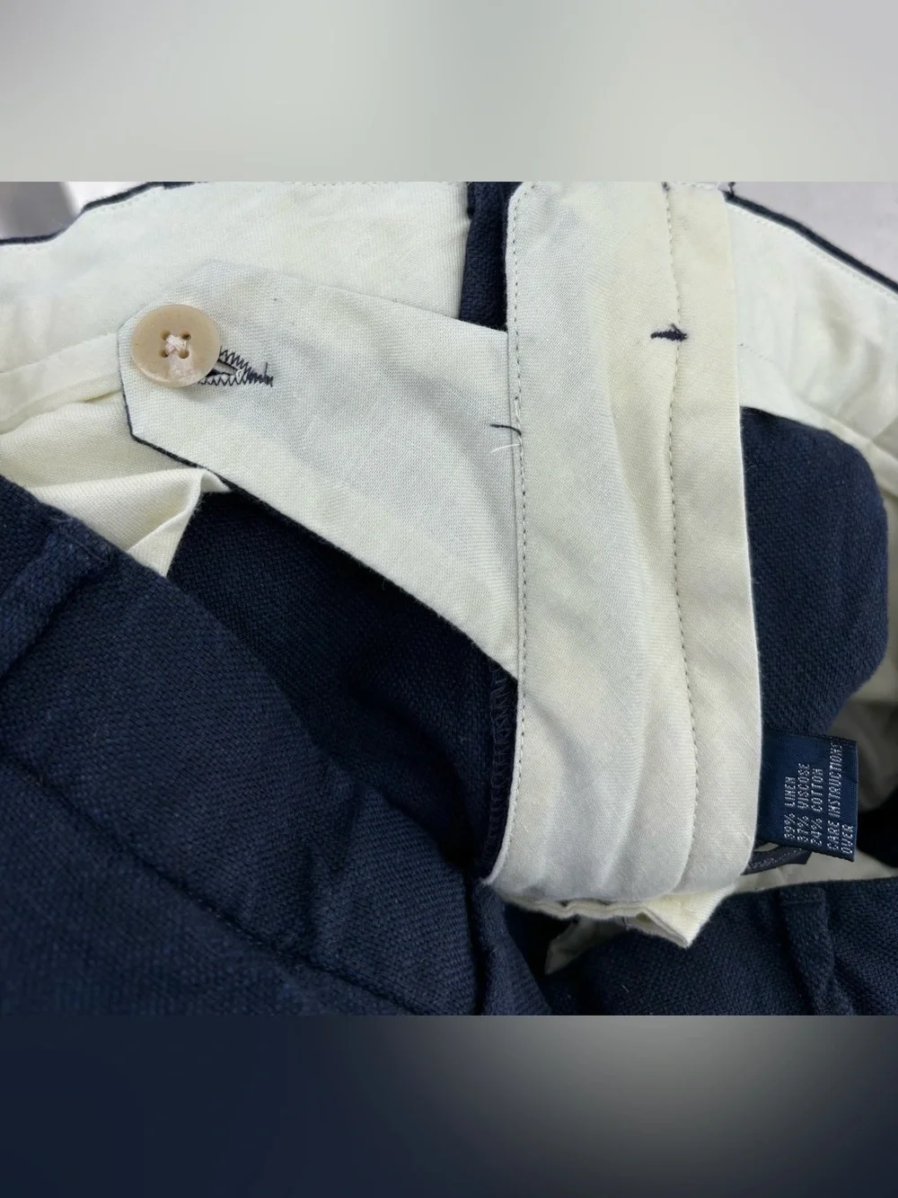Polo Ralph Lauren Men’s 38x30 Navy Blue Pleated Wool Dress Pants Cuffed